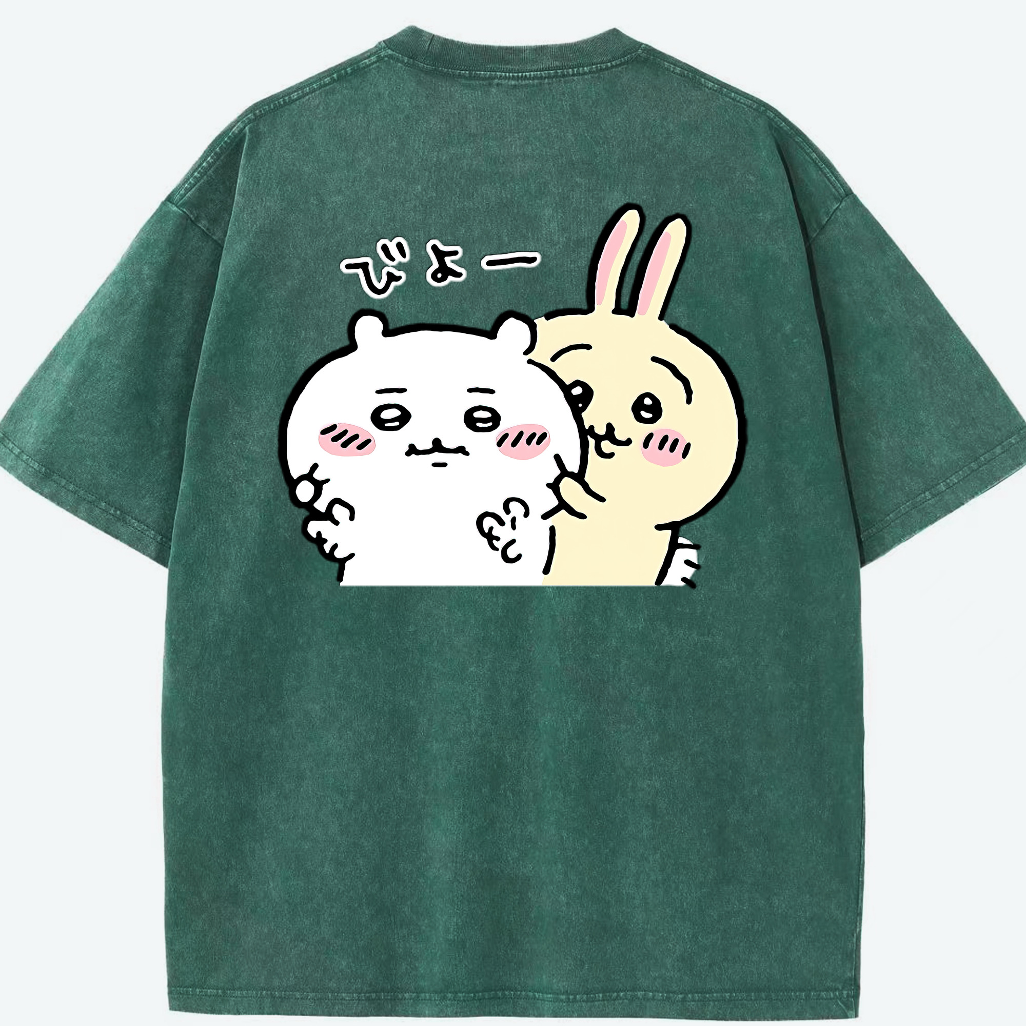 （画像用） ちいかわ うさぎ Chii-kawa usagi 綿100% ヴィンテージ風 半袖Tシャツ（背面プリント）
